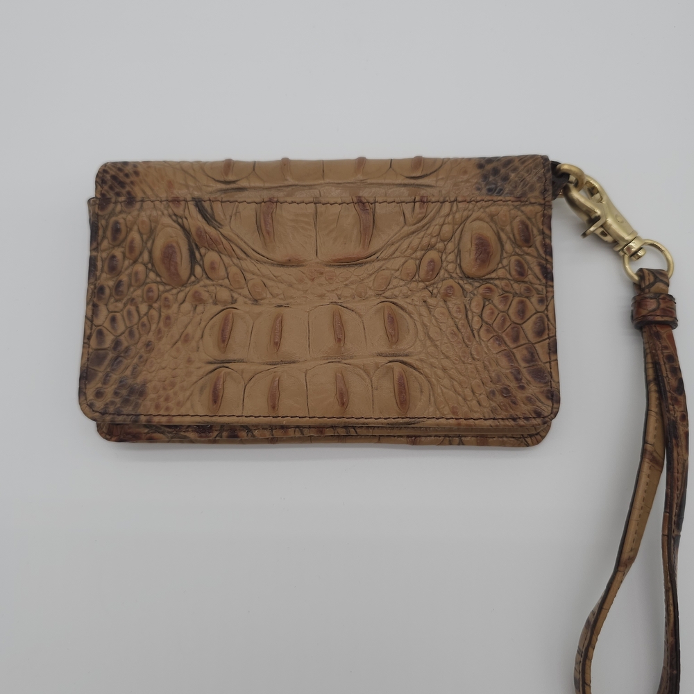 Brahmin Leather Pecan Melbourne Croc-Embossed Wallet/Wristlet - Picture 2 of 7